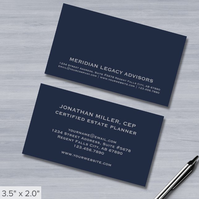 Professional Navy Blue and Grey Business Card (Creator Uploaded)