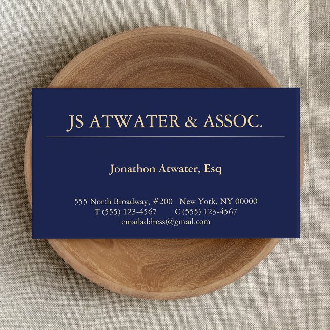 Professional Navy Blue Attorney at Law Business Card (Creator Uploaded)