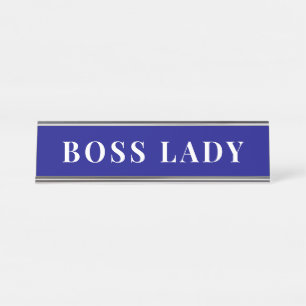 Professional Navy Blue Boss Lady Desk Custom Name Plate