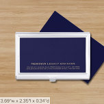 Professional Navy Blue Business Card Case<br><div class="desc">Elevate your networking game with this sleek and professional business card case. The navy blue background and golden typography in the lower thirds add a touch of sophistication to your business interactions. Stay organised and make a lasting impression with this stylish accessory.</div>