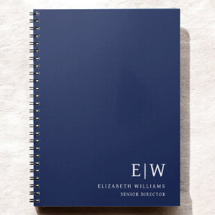 Professional Navy Blue Business Monogram Initial Notebook