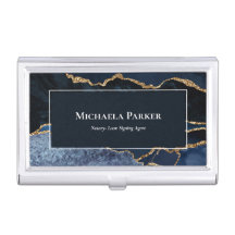 Professional Navy Blue Gold Agate Geode White