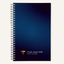 Professional Navy Blue Gold Caduceus Medical