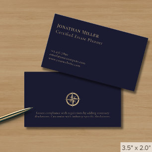Professional Navy Blue Gold Logo Business Card
