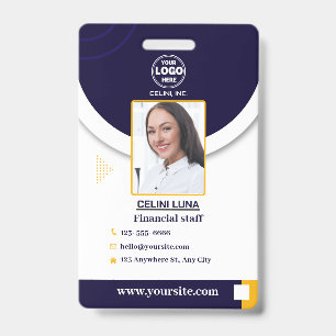 Professional Navy Blue Photo ID Badge for Companie