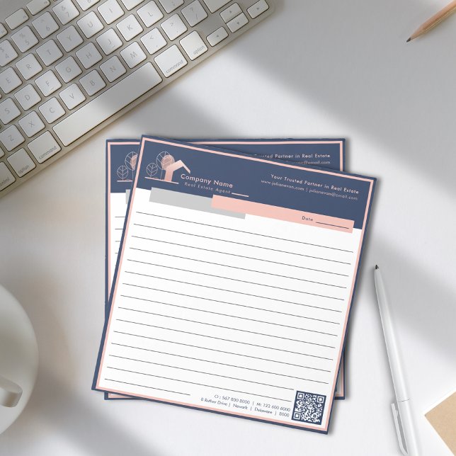 Professional Navy Blue Rose Gold House Logo Lined Notepad (Professional Navy Blue Rose Gold House Logo Lined Notepad)