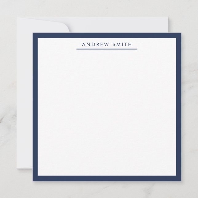 Professional Navy Blue Simple Line Modern Elegant Card (Front)
