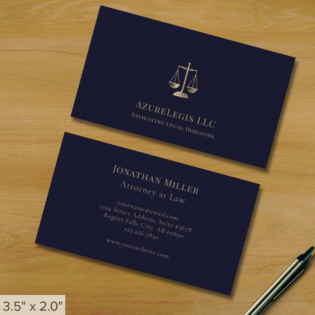 Professional Navy Gold Justice Scale Business Card (Creator Uploaded)