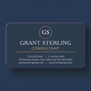 Professional Navy Gold Modern Consulting Services Business Card