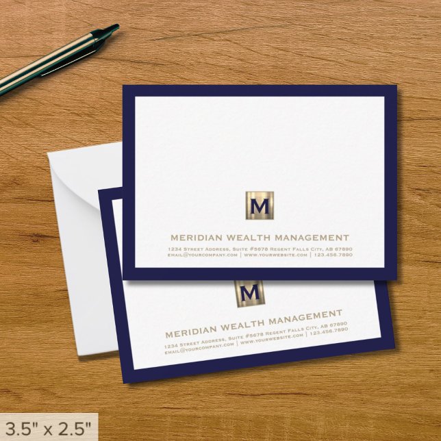 Professional Navy Gold Monogram Branded Card (Creator Uploaded)