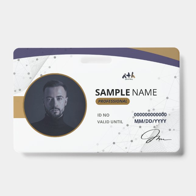 Professional Navy Gold Tech ID Badge - 01 (Front)