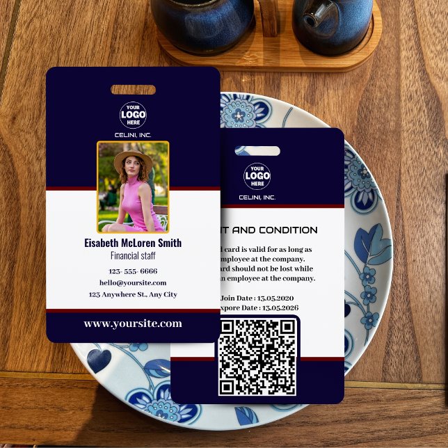 Professional Navy Security Badge: Photo & Company  ID Badge (Professional Navy Security Badge: Photo & Company Logo)