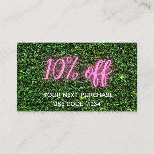 Professional Neon Grass Wall 10% Off Discount Card