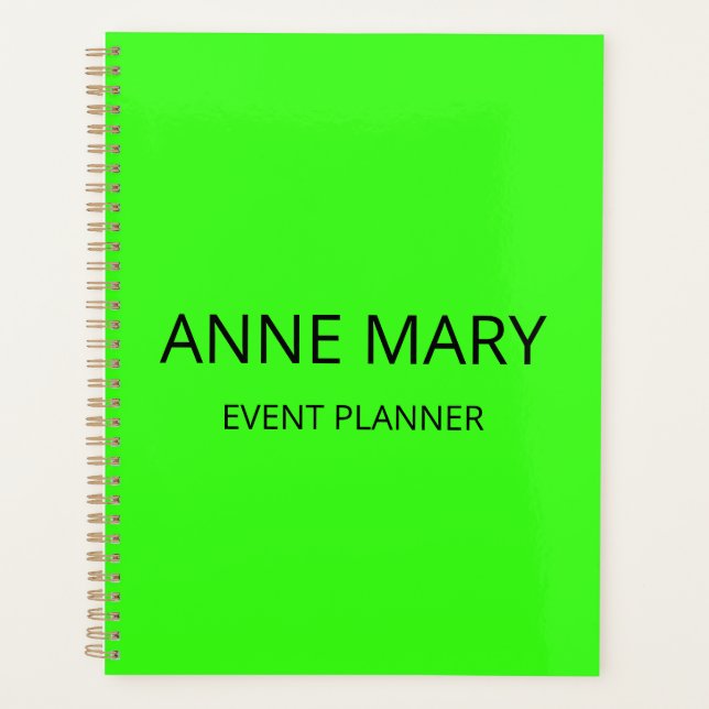 Professional Neon Green Elegant Colorful Bright Planner (Front)