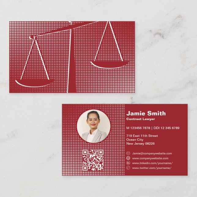Professional Notary Lawyer Red Business Card (Front/Back)