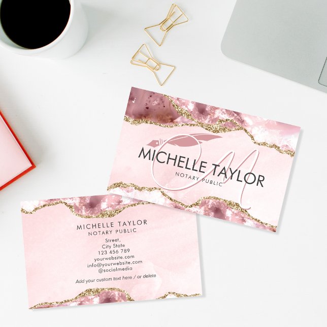 Professional Notary Modern Monogram Typography Business Card (Creator Uploaded)