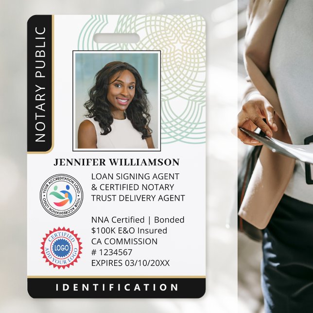 Professional Notary Public Photo QR Code ID Black Badge (Creator Uploaded)
