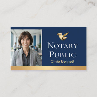 Professional Notary Public Quill Emblem Business Card