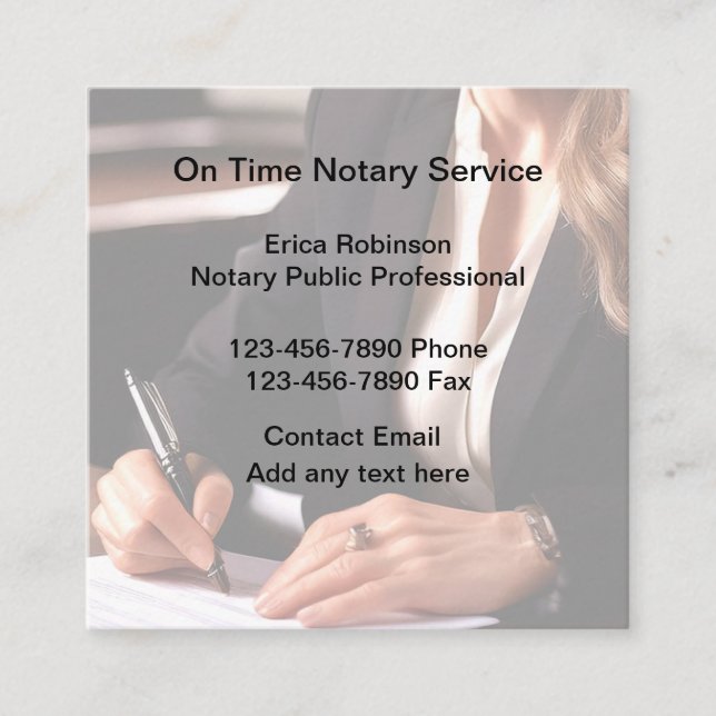Professional Notary Public Service Business Cards  (Front)