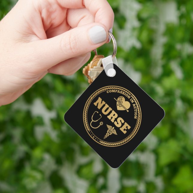 Professional Nurse Emblem | Compassion in Action  Key Ring (Hand)