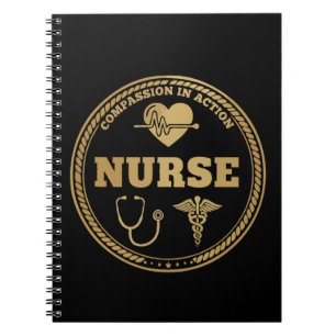 Professional Nurse Emblem   Compassion in Action  Notebook