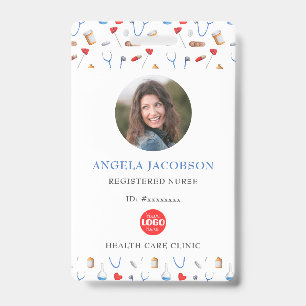 Professional Nurse Healthcare Logo Pattern QR ID Badge