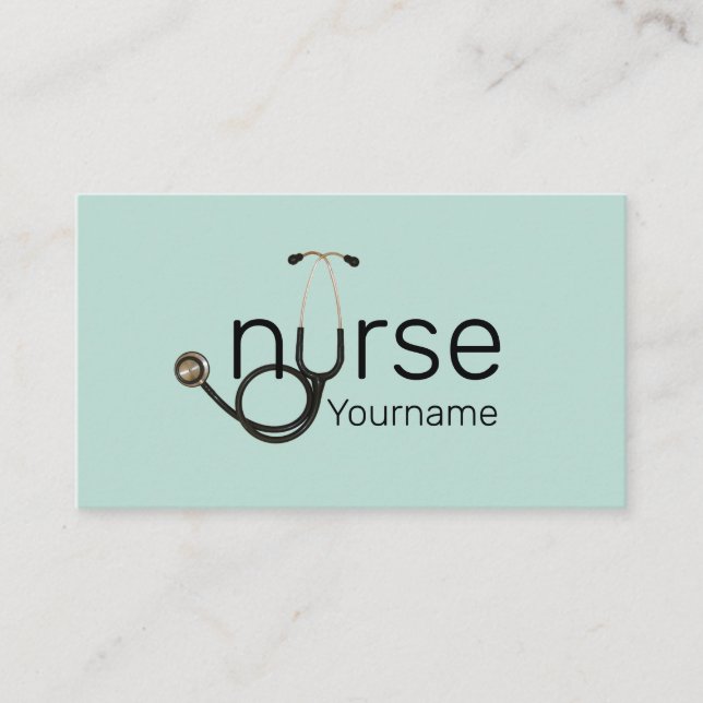 Professional Nurse with Stethoscope Template Business Card (Front)