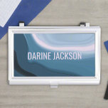 Professional Ocean Wavy Blue Monogram Name Business Card Holder<br><div class="desc">Present your cards with sophistication using our Professional Monogrammed Business Card Case in Clean Fluid Blue. This sleek and simple case exudes professionalism,  offering a stylish and refined way to carry your business cards.</div>