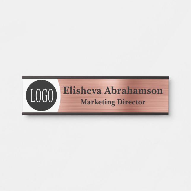 Professional Office Door Sign Signs Rose Gold Logo (Front)