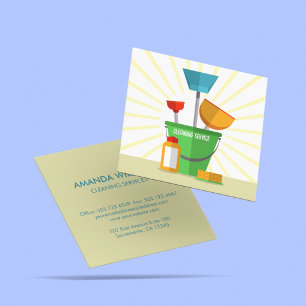 Professional Office House Cleaning Housekeeping Square Business Card