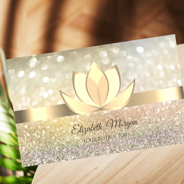  Professional Ombre Bokeh Gold,Lotus  Yoga  Business Card (Creator Uploaded)