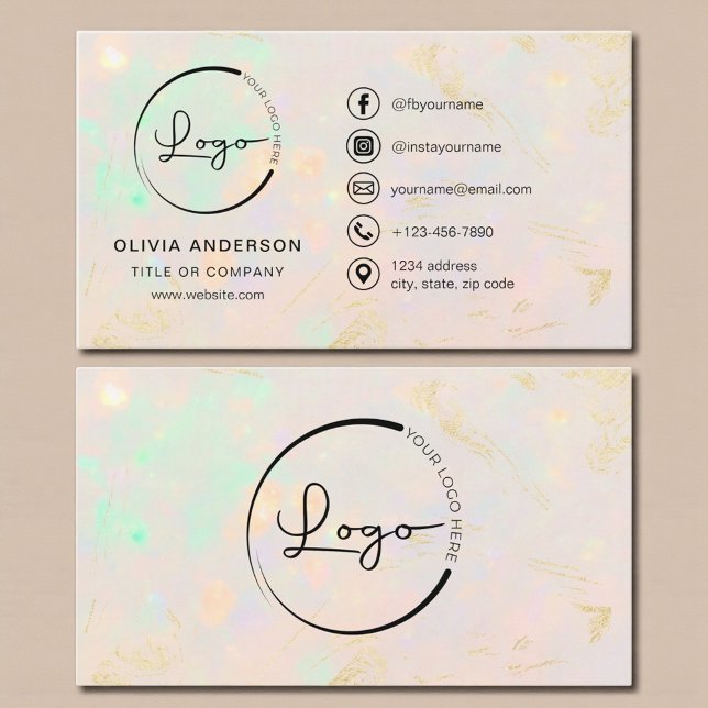 Professional Opal Business Logo Social Media Business Card (Creator Uploaded)