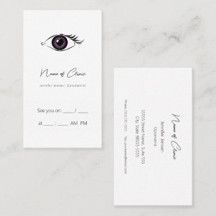 Professional Optometrist Purple Heart Eye Reminder Business Card