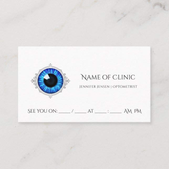 Professional Optometry Appointment Blue Iris Eye Card (Front)