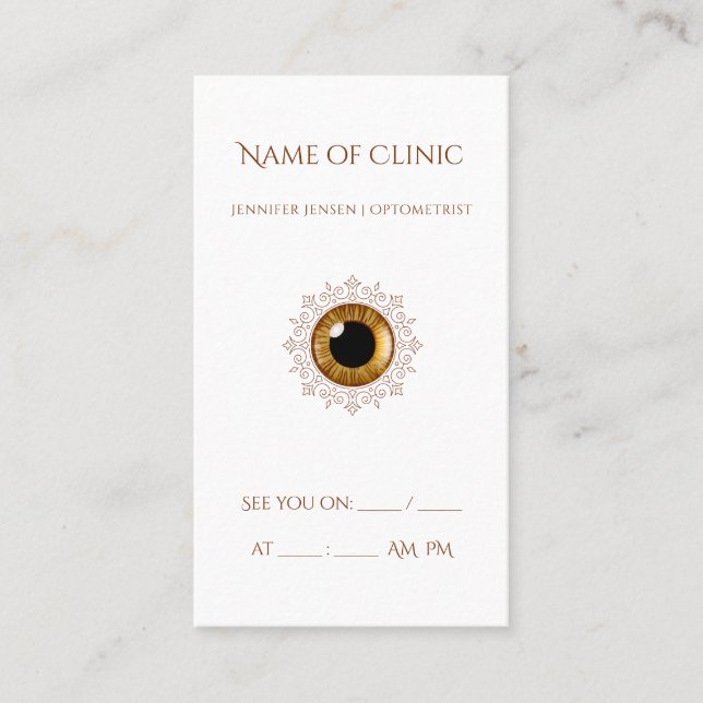 Professional Optometry Appointment Brown Eye Business Card (Front)