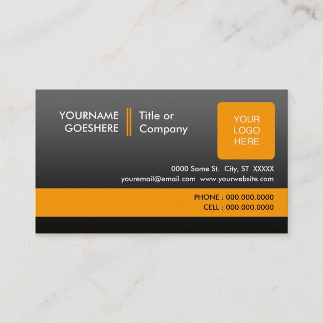 professional orange 2 : (2-sided) : business card (Front)