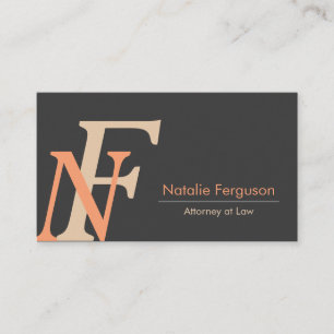 Professional Orange elegant initials lawyer card