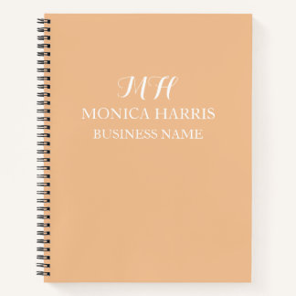 Professional Orange Monogram Initial Business Notebook