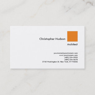 Professional Orange White Simple Plain Architect Business Card