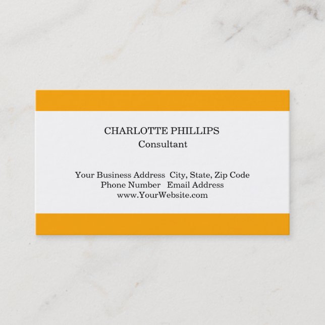 Professional Orange White Stripes Minimalist Plain Business Card (Front)