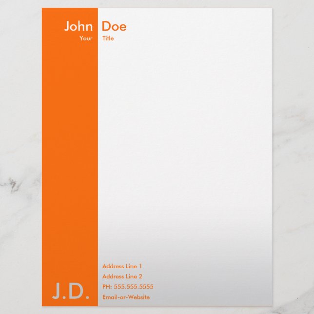 professional oranges personalised letterhead (Front)