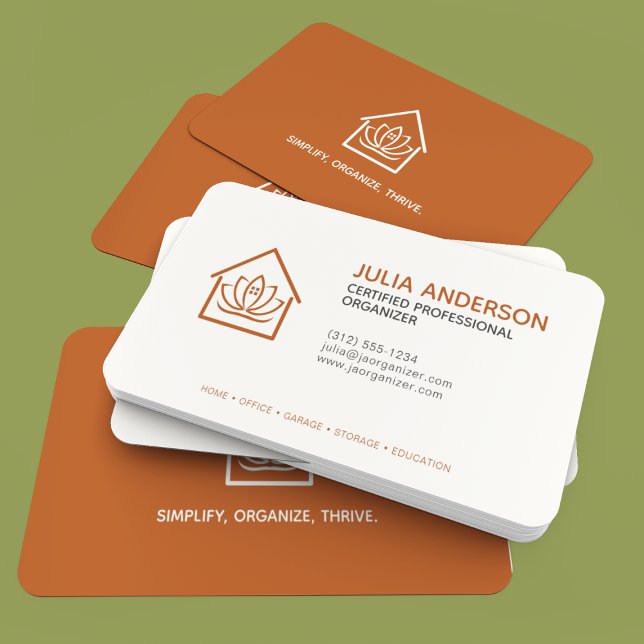 Professional Organiser Dark Orange Business Card (Creator Uploaded)