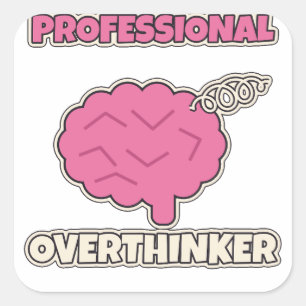 Professional Overthinker Funny Brain Doodle Square Sticker