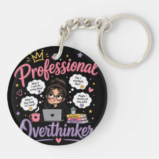 Professional overthinker funny quote black  key ring