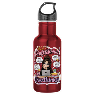 Professional overthinker funny quote white 532 ml water bottle