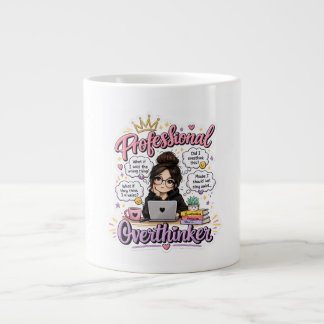 Professional overthinker funny quote white large coffee mug