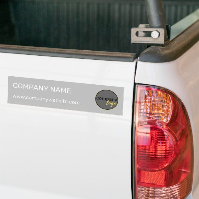PROFESSIONAL OWN LOGO BUSINESS BRAND GRAY COMPANY BUMPER STICKER (On Truck)