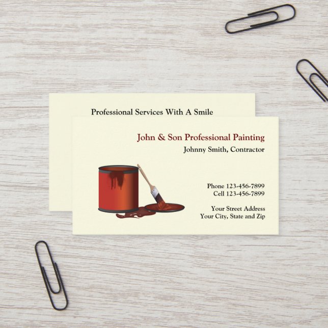 Professional Painter Contractor Business Card (Front/Back In Situ)