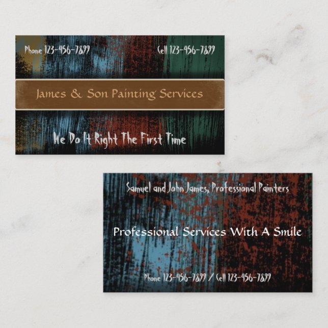 Professional Painter Contractor Business Card (Front/Back)