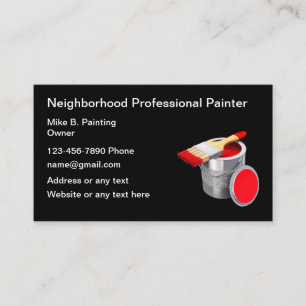 Professional Painter Paint Brush And Paint Can Business Card